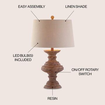 Scarlett 26.5" Resin LED Table Lamp - JONATHAN Y